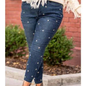 Judy Blue high wasted star embroidered skinny jean